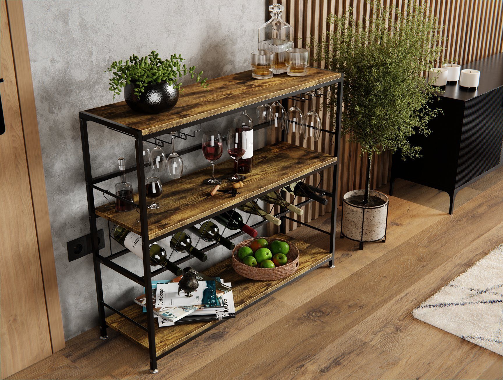 Weinregal Weinregal aus Metall, Flaschenregal, Regale, Flaschenhalter LOFT 2-7