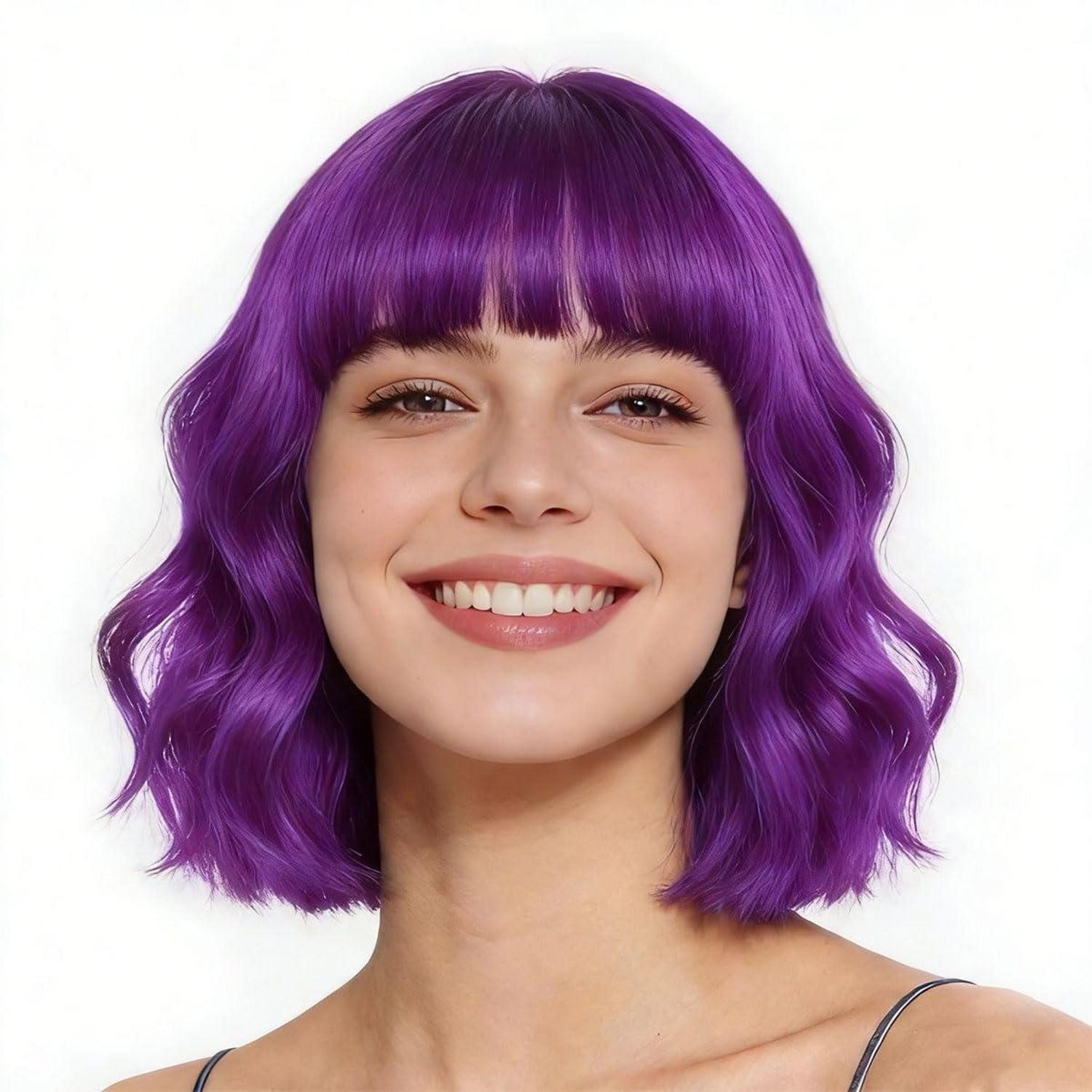 LuxusKollektion Kostüm-Perücke Perücke Damen Bob Pony lockig Cosplay Halloween Kostüm Lila