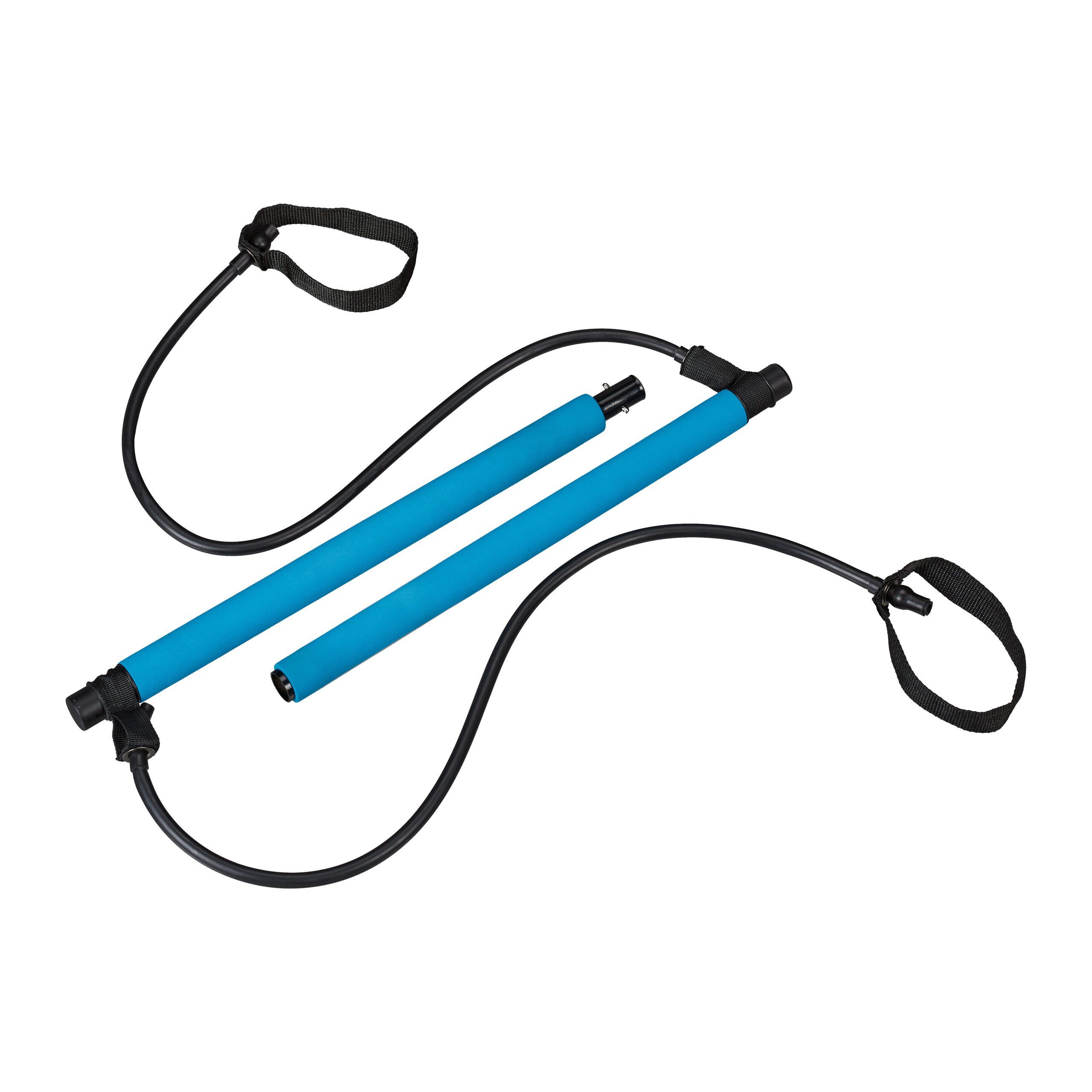 relaxdays Pilates-Ring Pilates Stange mit Widerstandsbändern, blau