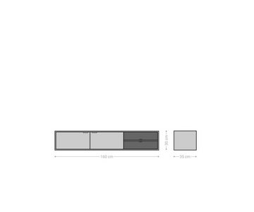 DELIFE Lowboard Teele, Akazie Natur Schiefer 160 cm 2 Türen Lowboard schwebend