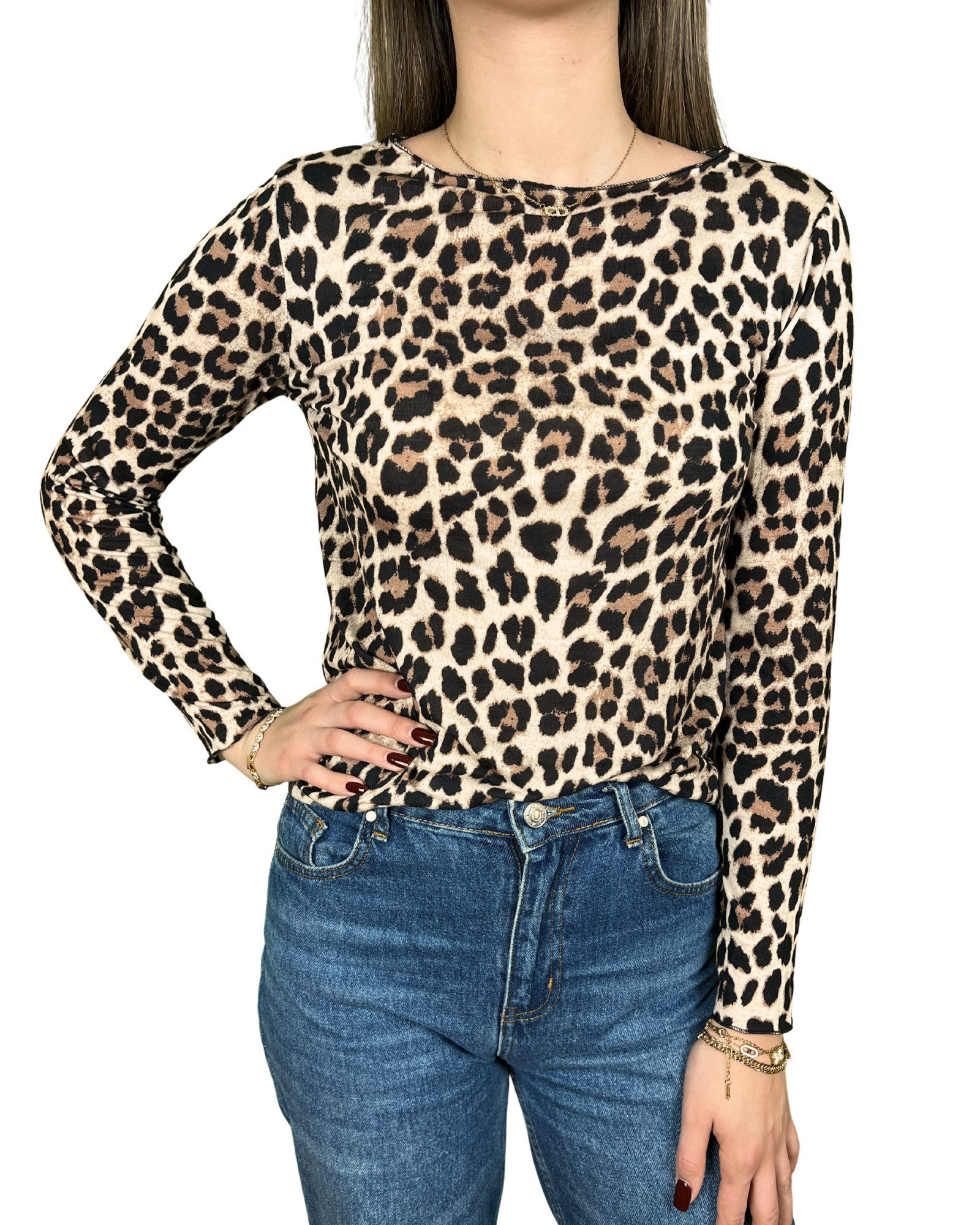 ITALY VIBES Langarmshirt BASILISSA – Shirt mit Leo-Print - dünner Pullover günstig online kaufen