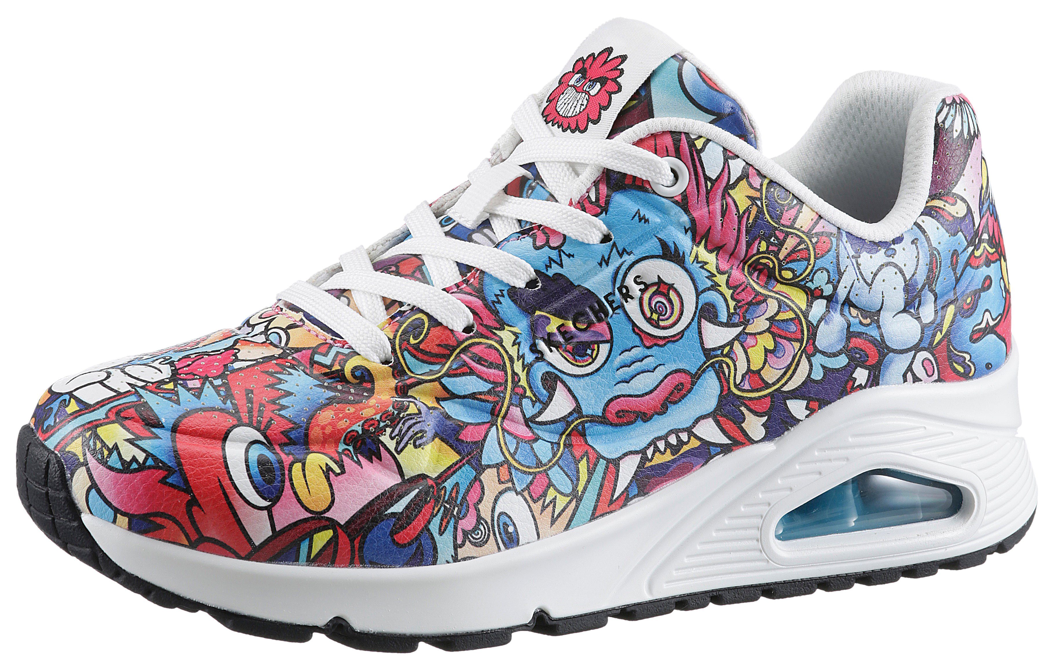 Skechers UNO-COLOR DOODLE Кросівки mit buntem Print, Freizeitschuh, Halbschuh, Schnürschuh