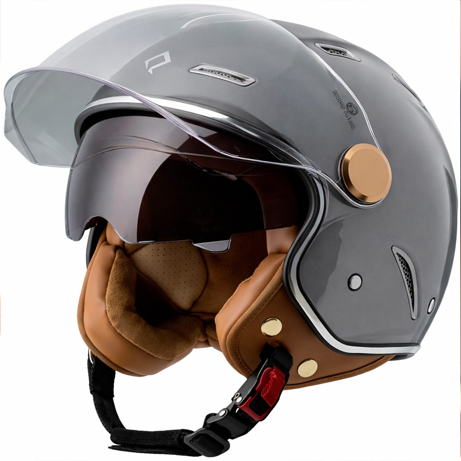 Burnout Motorradhelm Jethelm Retro Look, Sonnenvisier Klarsichtvisier, ECE 22.11