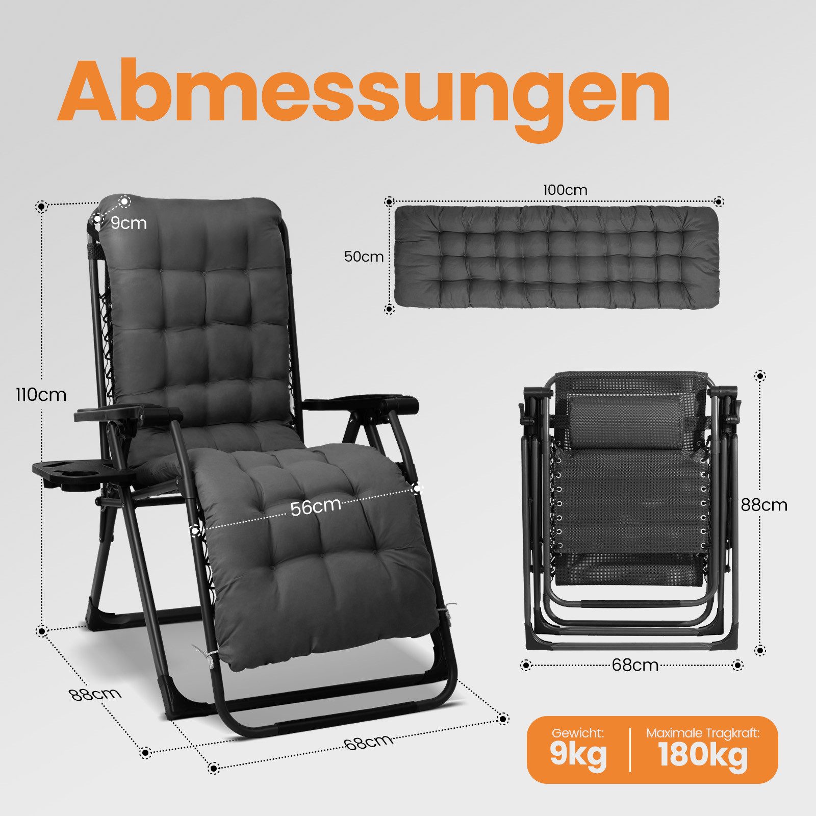 HOMECALL Gartenliege Sonnenliege Klappbar, Liegestuhl mit günstig online kaufen