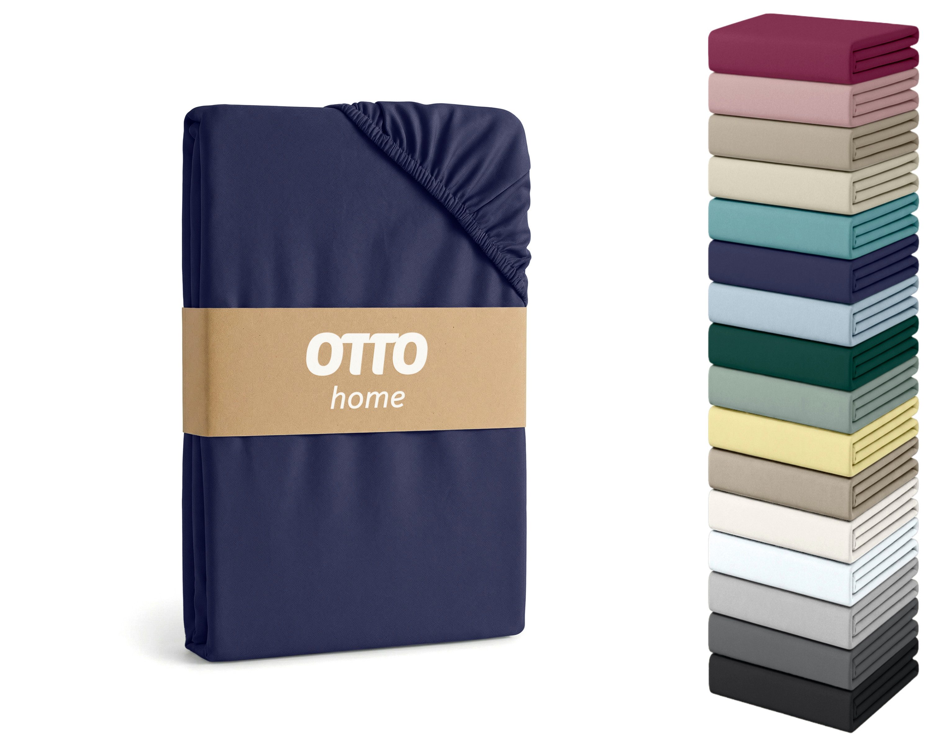 OTTO home Spannbettlaken PHYSALIS Comfort 100% Baumwolle, 150 g/m², Jersey, Gummizug: rundum, (2 Stück), Bettlaken bis 20 cm Matratzenhöhe, weich, bügelfrei, optimaler Sitz