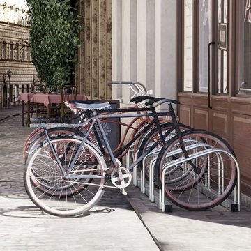 HOMCOM Fahrradständer Radständer Mehrfachständer Aufstellständer Silber (Set, 1-St., Boden- und Wandmontage Stahl bis 5 Fahrräder), 145L x 33B x 27H cm