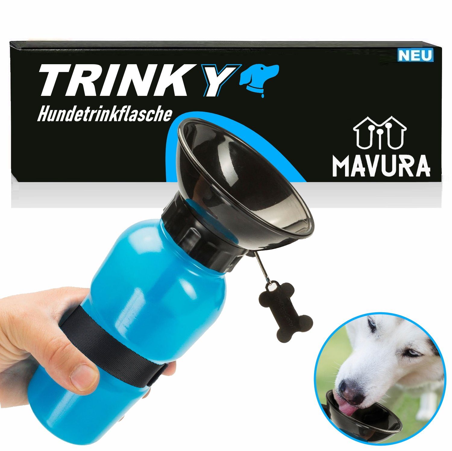 MAVURA Reisenapf TRINKY Hundetrinkflasche Hunde Trinkflasche Trinknapf, Reise Hunde Wasserflasche Napf Mobiler Wassernapf