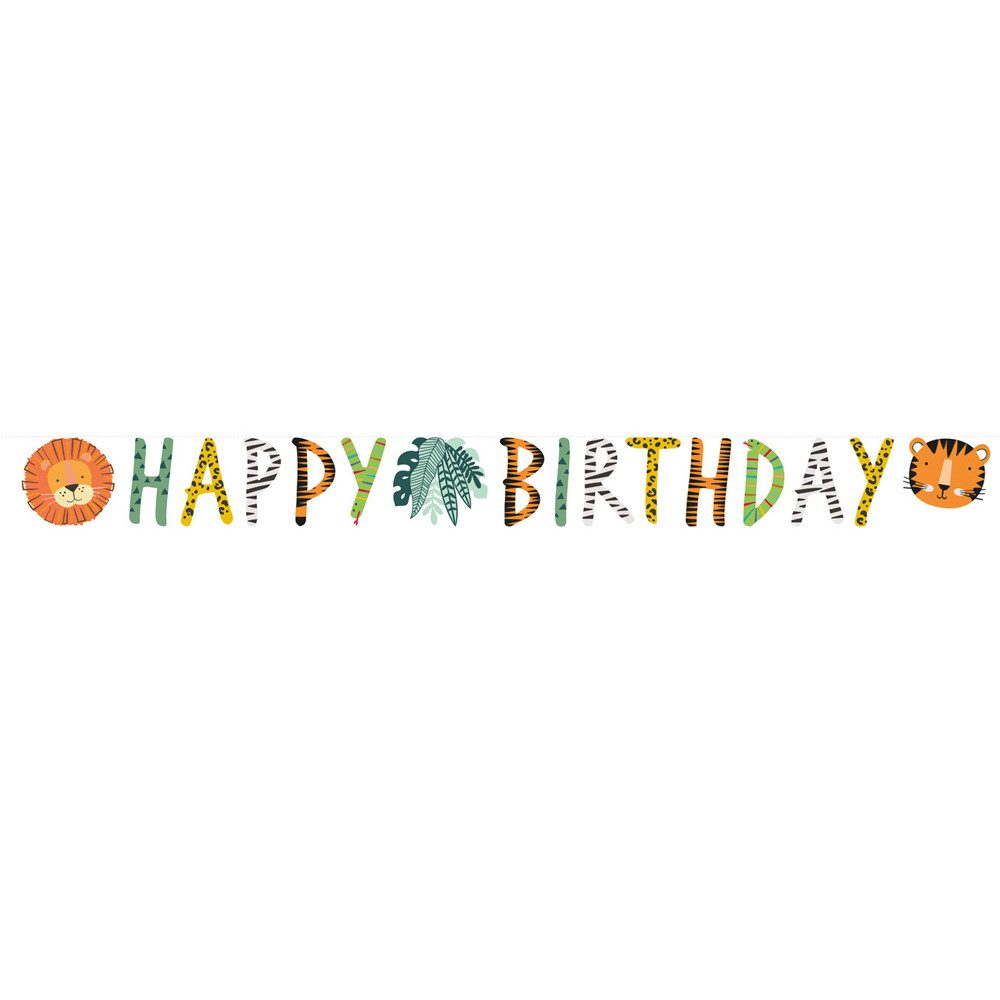 Amscan Girlande 'Get Wild' Safari, Girlande Happy Birthday 180x15
