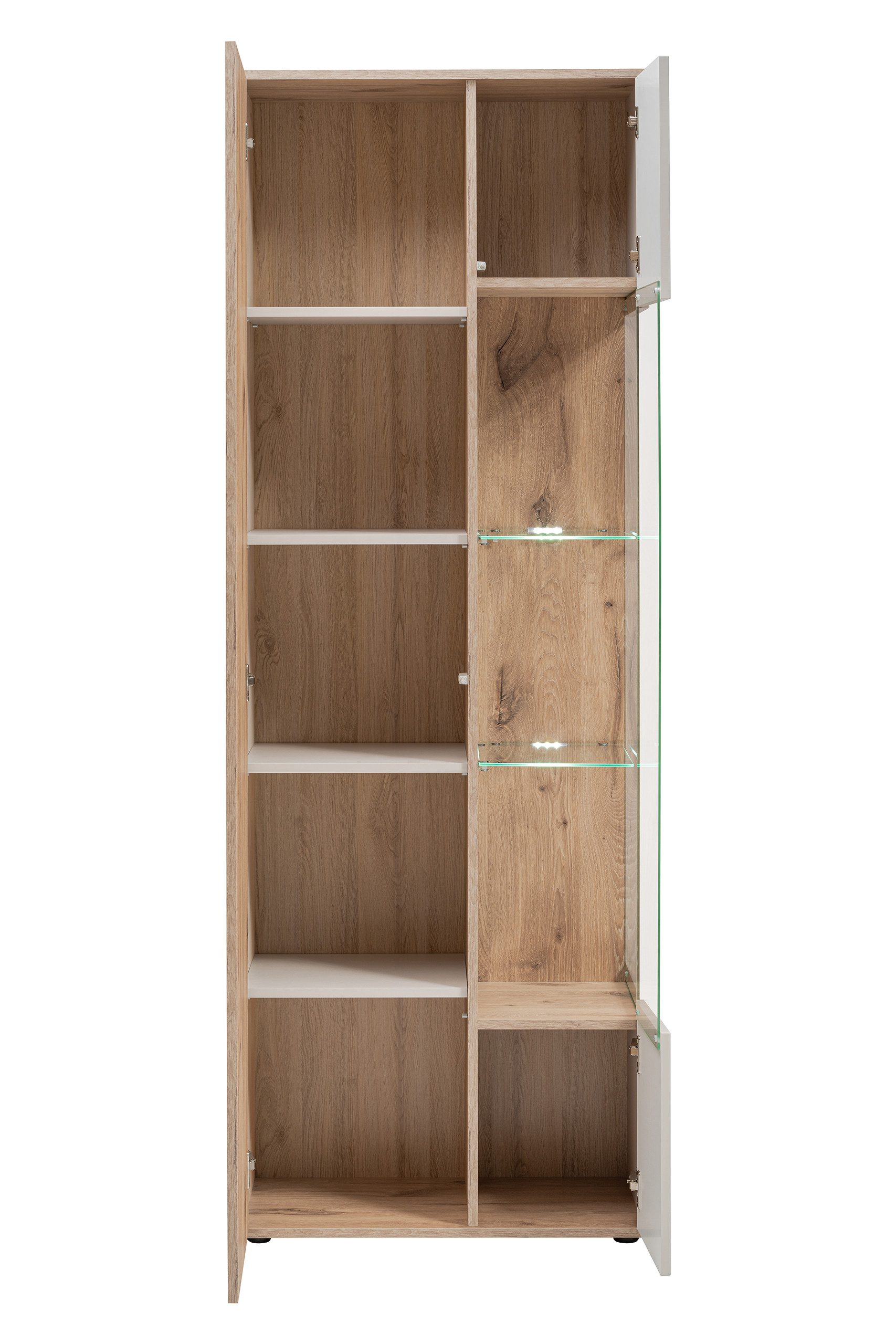 ASM-Moebel Wohnwand Wohnwand CATALINA mit Rillenfront und LED und Push - Click, Mit Led Beleuchtung und Push-Click System.