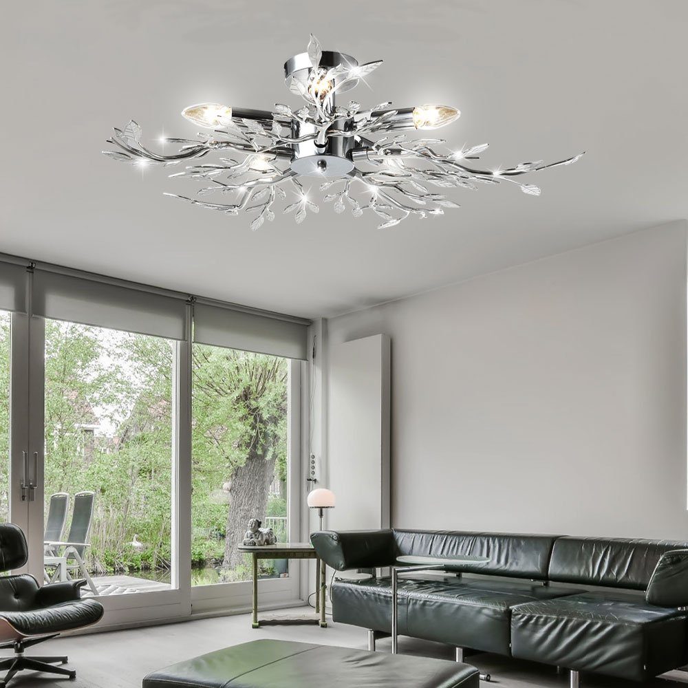 Decken Zimmer LED Blätter Wohn Leuchtmittel im Deckenleuchte, Design Set Warmweiß, Beleuchtung Lampe inklusive, Leuchte etc-shop