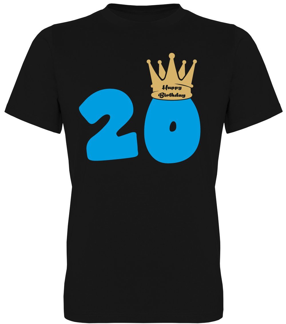 Ggraphics TShirt 20 Happy Birthday mit Krone Herren TShirt, zum