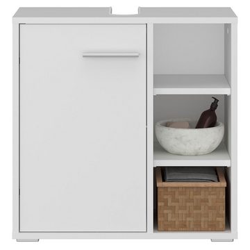 CARO-Möbel Waschbeckenschrank ORNA Waschbeckenunterschrank weiß mit 1 Tür und 3 offenen Fächern Waschbeck