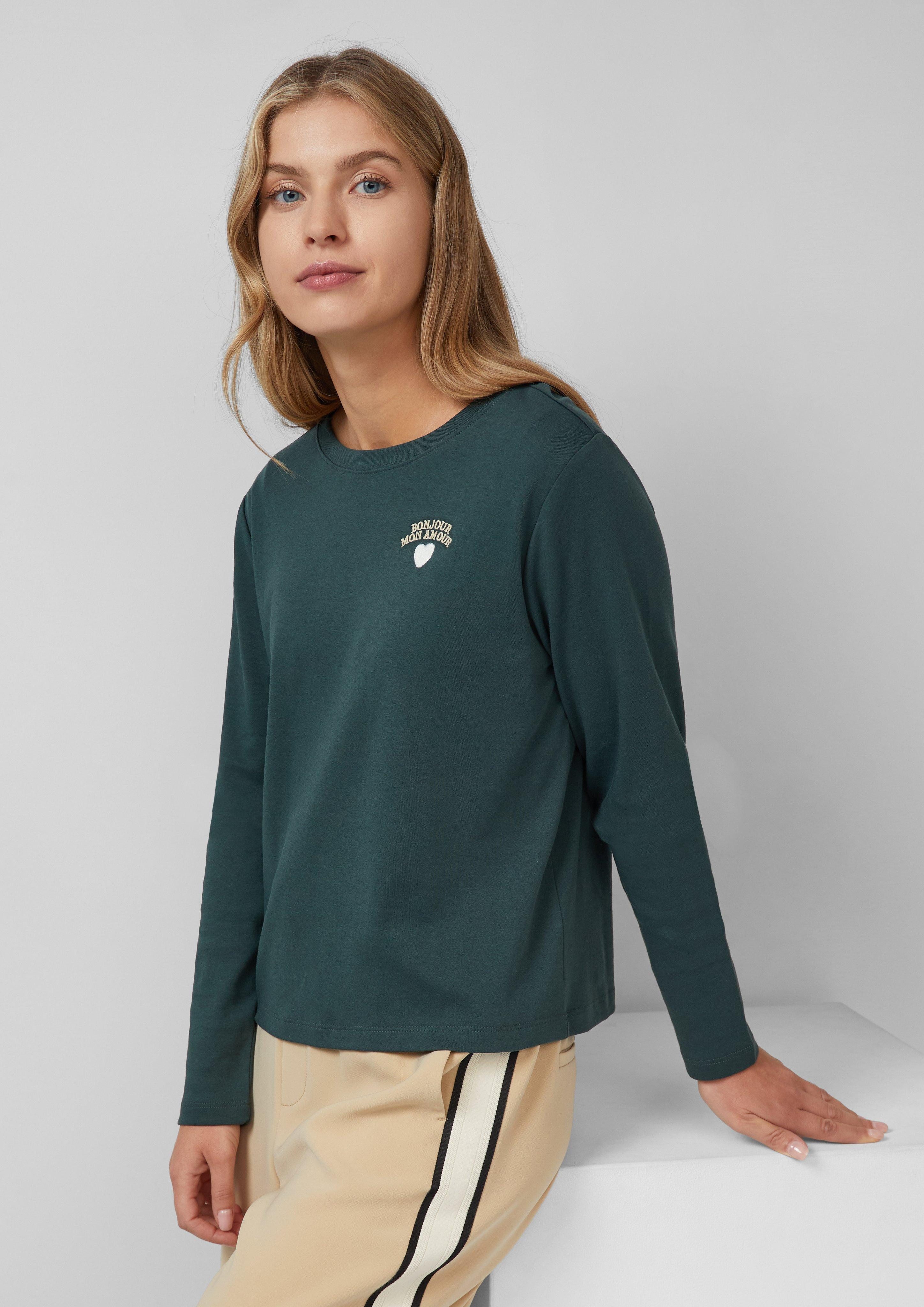 s.Oliver Langarmshirt Verkürztes Longsleeve mit Stickerei-Detail günstig online kaufen