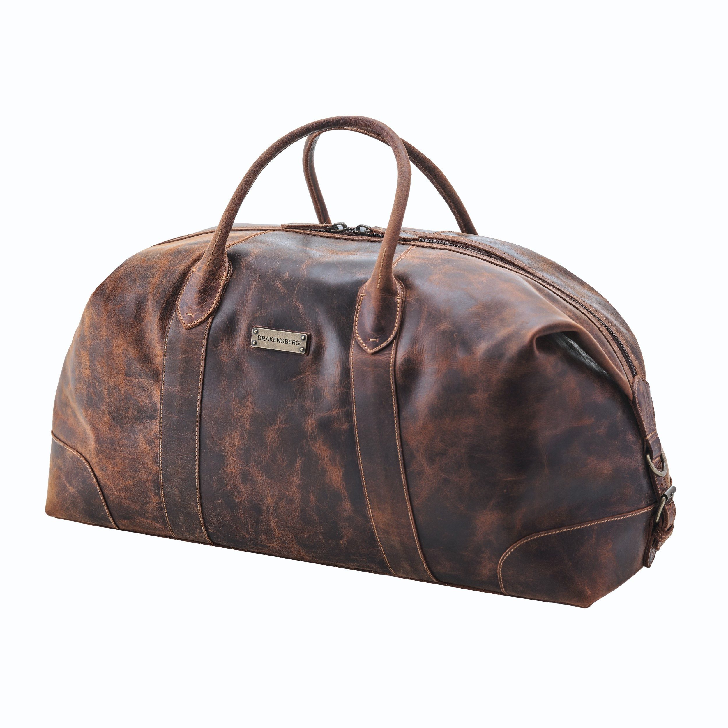 DRAKENSBERG Reisetasche Weekender »David« (60) Antik-Braun, aus vollnarbigem Premium Leder für Herren und Damen im Vintage-Design