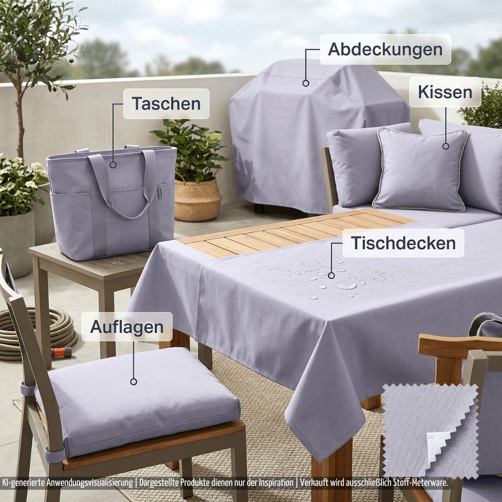 novely® Stoff SUNSET OXFORD 420D - Polsterstoff Wasserdicht Outdoor-Stoff, UV-Beständig, Schmutzabweisend, Robust, Meterware, 1lfm