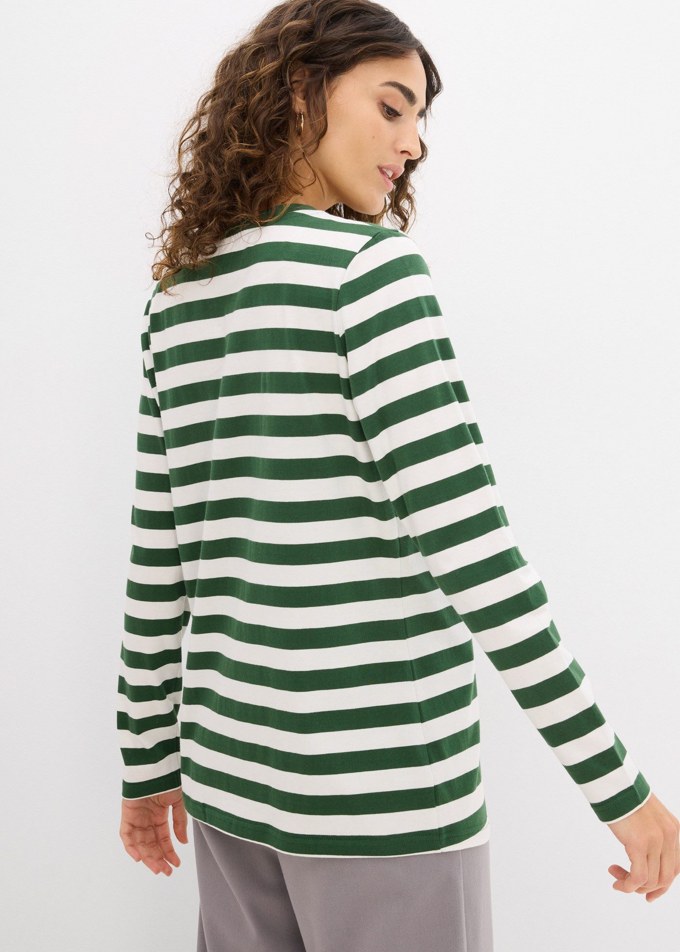 bonprix Langarmshirt Langarm, Ringel, aus reiner Baumwolle