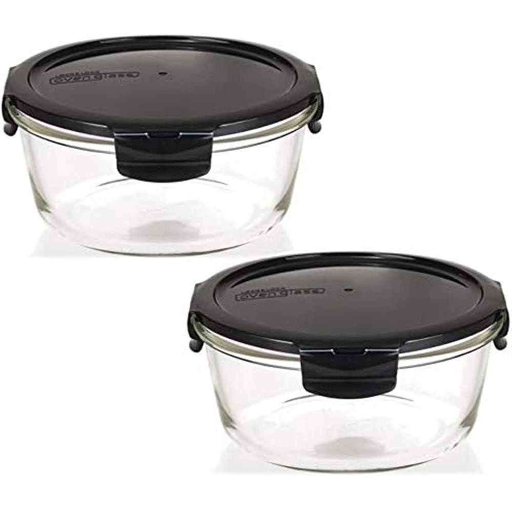 LocknLock Vorratsdose Glas Frischhaltedosen 2er Set 950 ml, Ofenform mit Deckel, mikrowellengeeignet, auslaufsicher