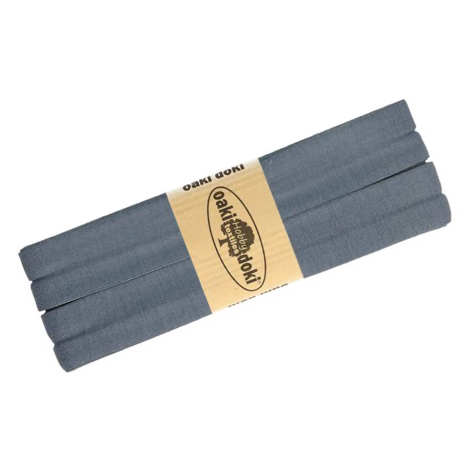 maDDma Stoff 3m Oaki Doki Tricot de Luxe Jersey-Schrägband, blaugrau