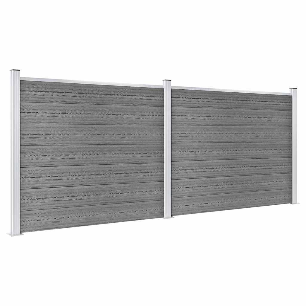 vidaXL Gartenzaun Zaunelement Set WPC 353x146 cm Grau, (1-St)