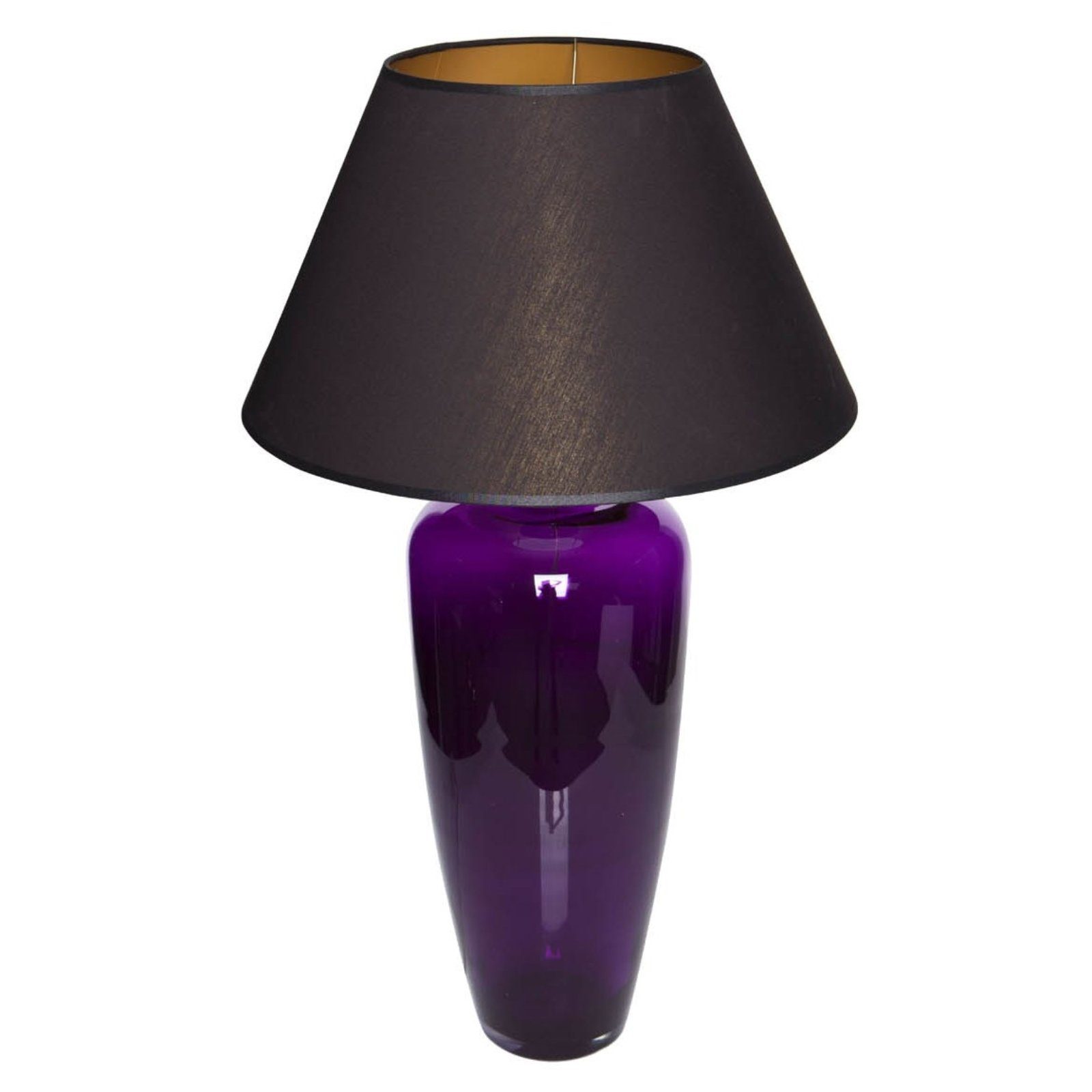 Glaslampe Tischlampe Signature Lampenschirm Home schmal, Collection Leuchtmittel, Glas ohne mundgeblasen Tischleuchte mit aus Warmweiß, lila