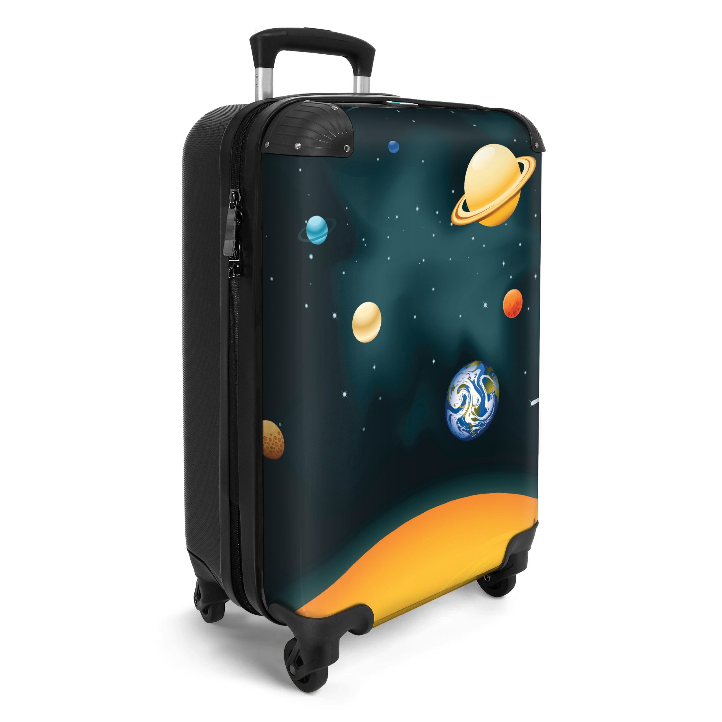 NoBoringSuitcases.com© Kinderkoffer Planeten - Weltraum - Erde - Kinder 55x35x20cm, Handgepäck Koffer, Hartschalenkoffer Kinder, Reisekoffer Jungen – Bild 2 von 5