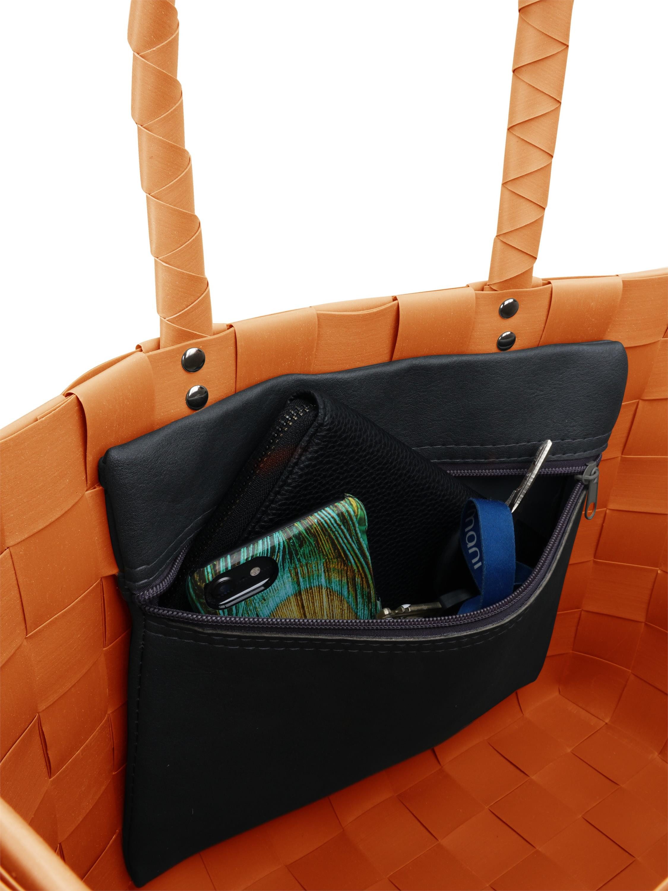 normani Einkaufskorb Flecht-/Einkaufskorb mit Innentasche, 20 l, stabiler Shopper mit Innentasche