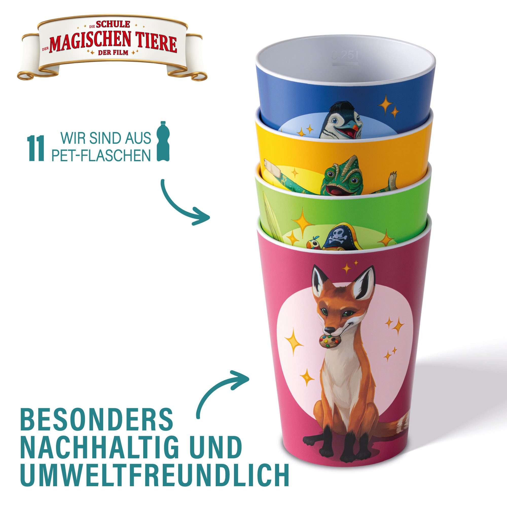 AWAVE® Becher AWAVE® Die Schule der magischen Tiere. Trink 250 ml, aus rPET, 4-tlg., rPET – Bild 4 von 5