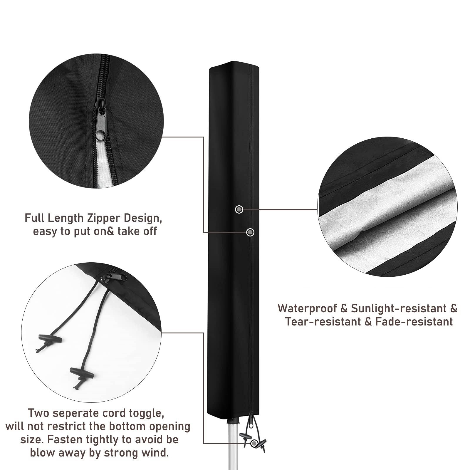 FOUORTUNATE-BEE Wäschespinne-Schutzhülle Schutzhülle für Wäschespinne mit Reißverschluss Outdoor Cover, Abdeckung Wäschespinne wetterfest mit Kordel Schirmhülle – Bild 3 von 5