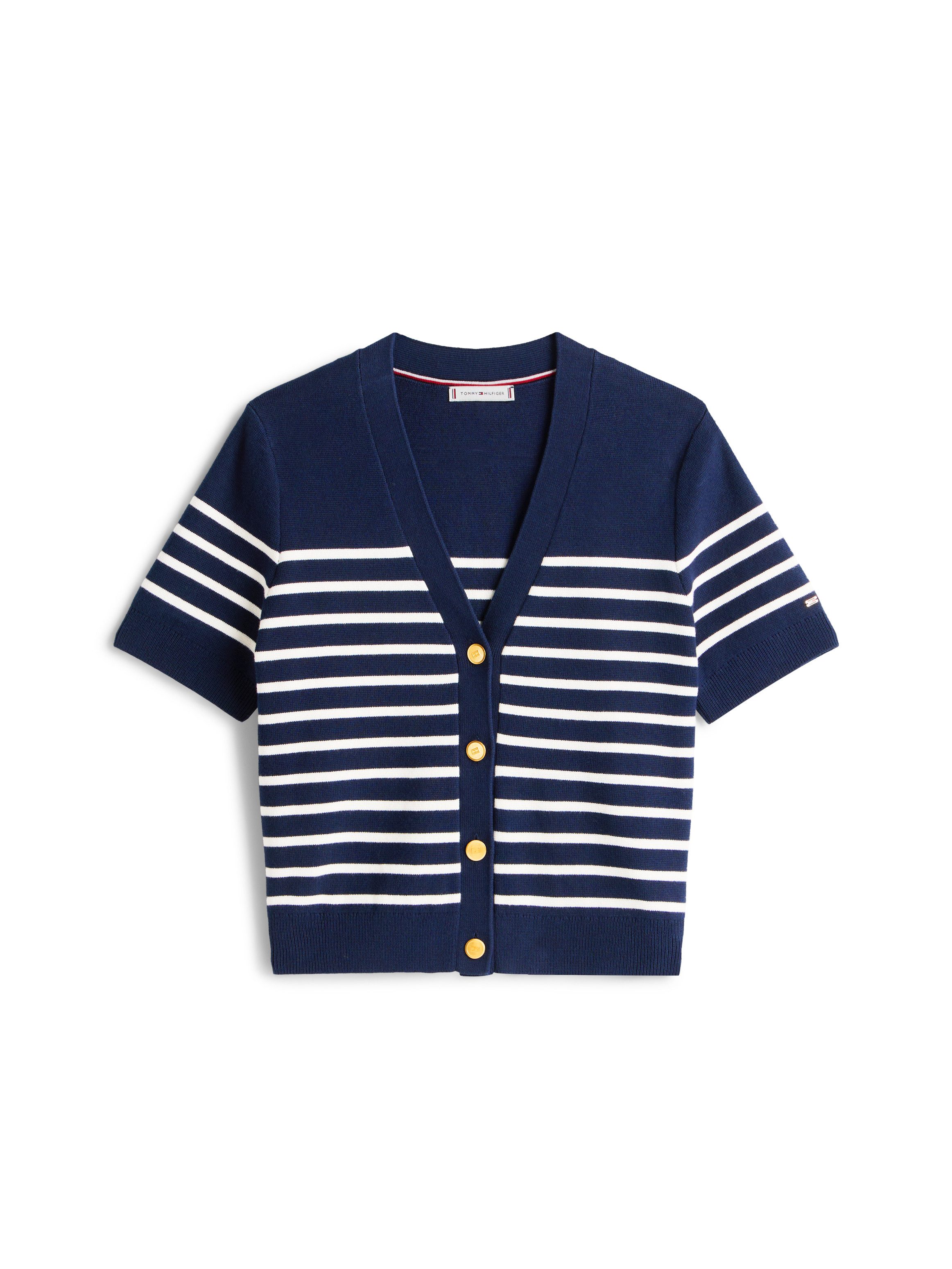 Tommy Hilfiger Strickjacke CO JERSEY MID GG GOLD BTN CARDI mit goldfarbenen Knöpfen – Bild 4 von 5