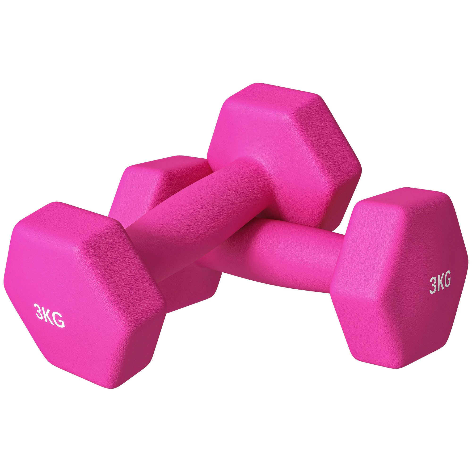 SPORTNOW Hantel-Set Hanteln mit Gewichten, Kurzhanteln aus Gusseisen, 2 x3 kg, Zuhause, (Kurzhantel-Set, sechseckiges Design), bodenfreundlich, rutschfest, Rosa