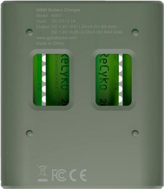 GP Batteries ReCyko Speed M451 4-fach NiMH mit 4 x AA 2600 mAh NiMH-Batterien Batterie-Ladegerät