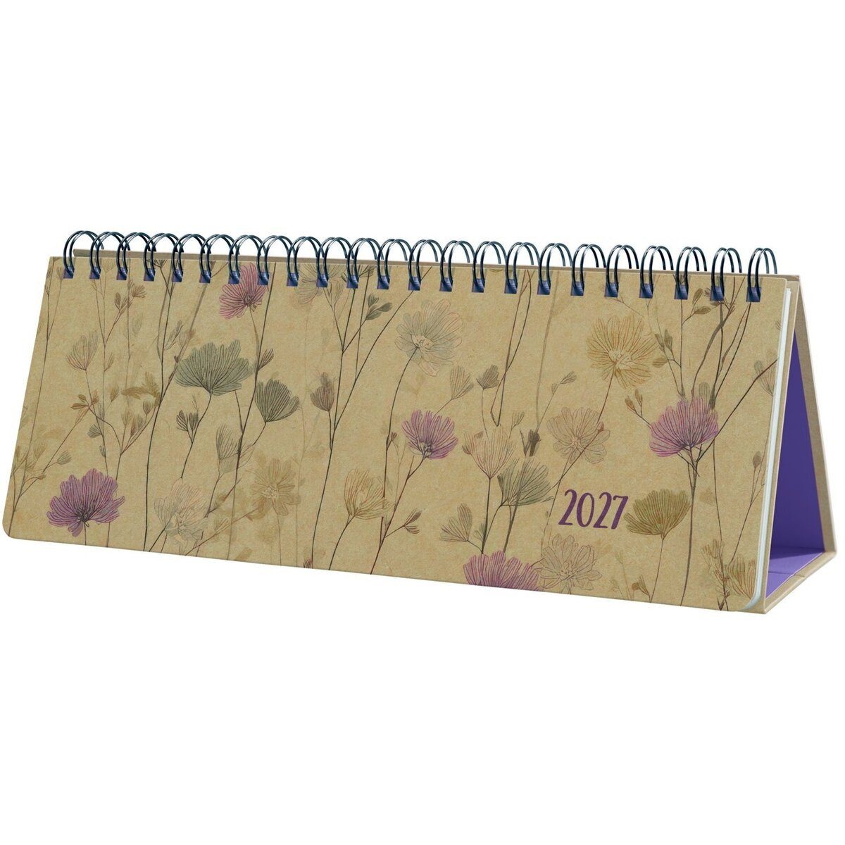 Schreibtischkalender Tischkalender Jolie 2027 Hardcover 1/2 A4 quer Romantic Flowers 126 Se