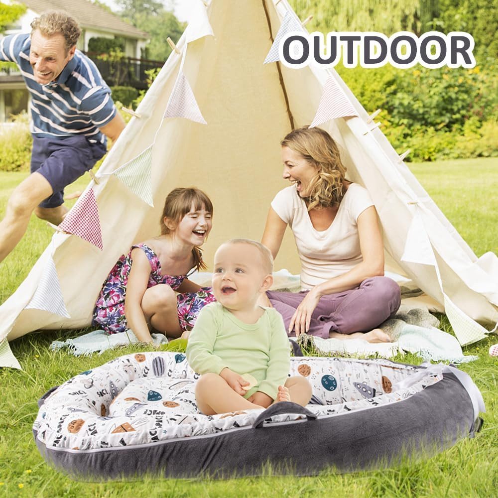 Vivitar Bettnestchen für Neugeborene, tragbare und verstellbare Baby-Liege, (tragbar, größenverstellbar, weiche Auflage für Neugeborene, mit Reversible 100% Baumwolle und Samt Abdeckung), für 0-12 Monate Jungen Mädchen, Baby Essentials für die Reise