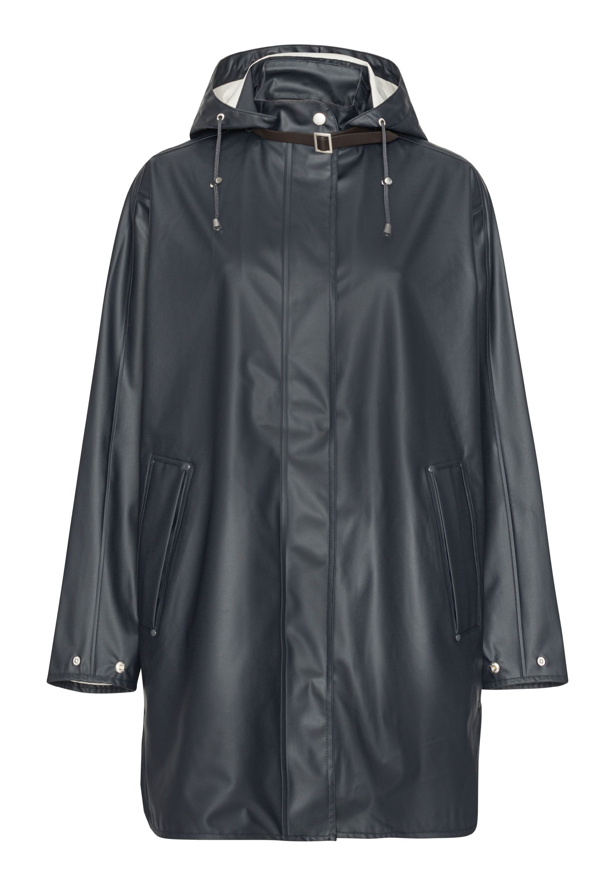 Ilse Jacobsen Regenjacke RAIN151 Regenmantel, gerade Form, PU-Material, abnehmbare Kapuze, wasserdicht
