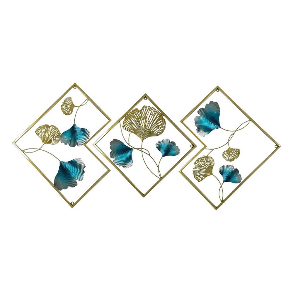 NUODWELL Wanddekoobjekt 3 Stück Eisen Ginkgo Wandskulpturen Metall Wandbeha günstig online kaufen