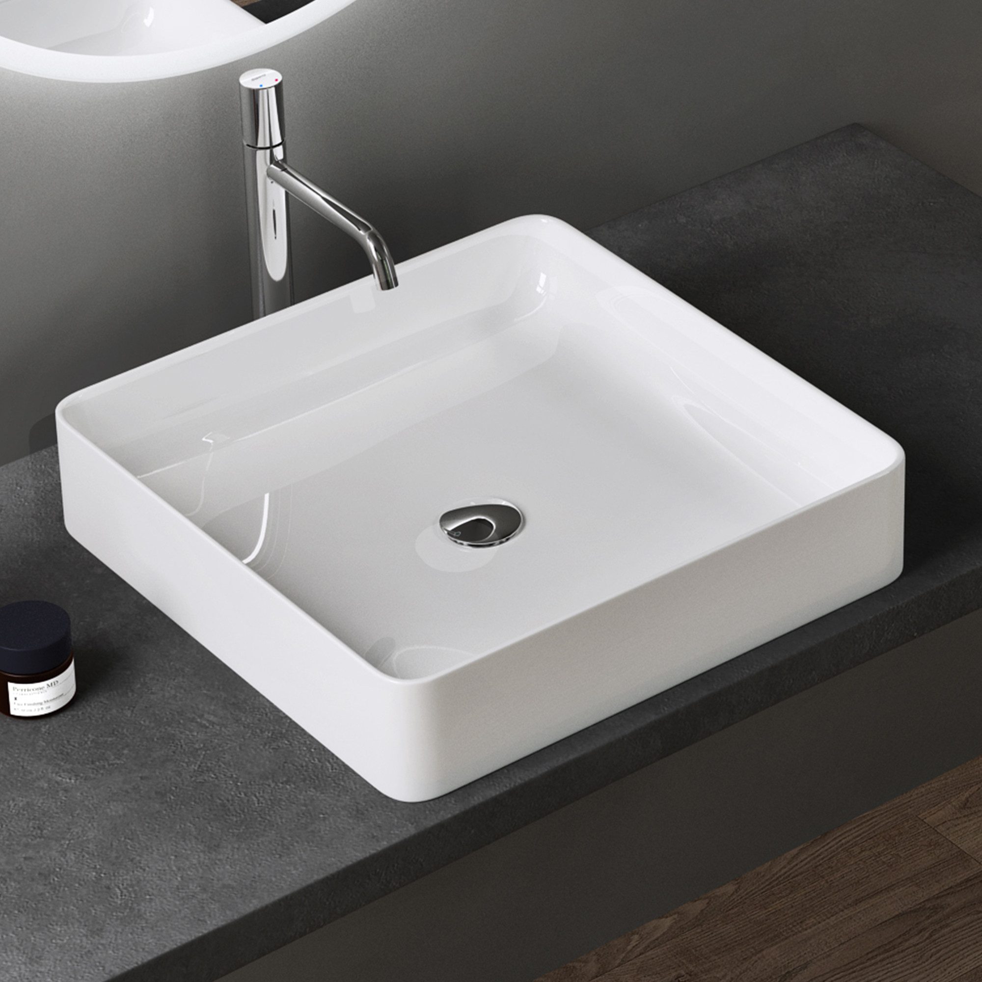 doporro Waschbecken keramik Aufsatzwaschbecken eckig Waschtisch günstig online kaufen