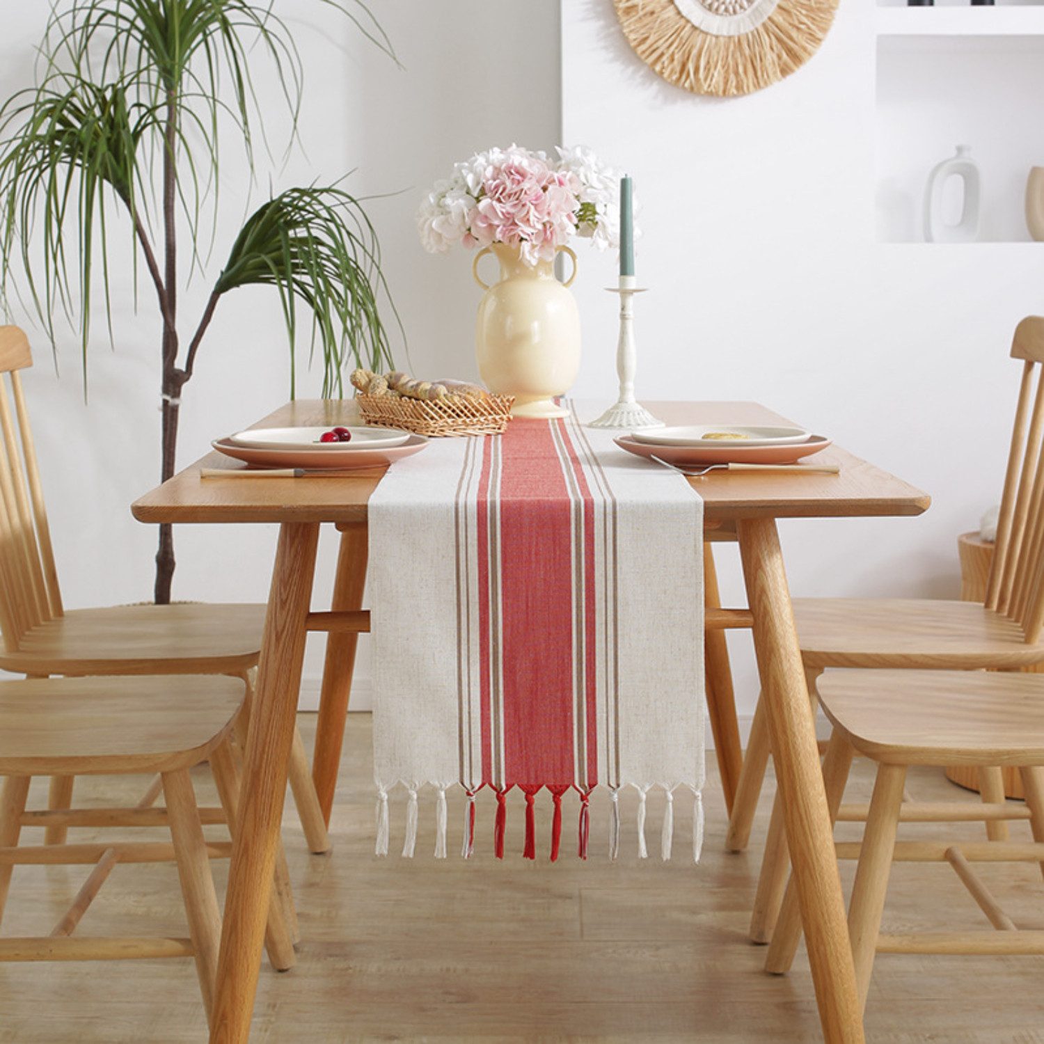 BYSURE Tischläufer (1-tlg), Gestreifter Tischläufer mit Quaste günstig online kaufen