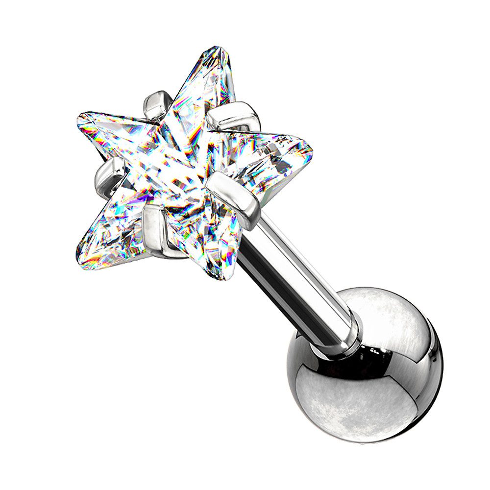 Taffstyle Piercing-Set Tragus Chirurgenstahl mit Stern Zirkonia Silber 1,2m günstig online kaufen