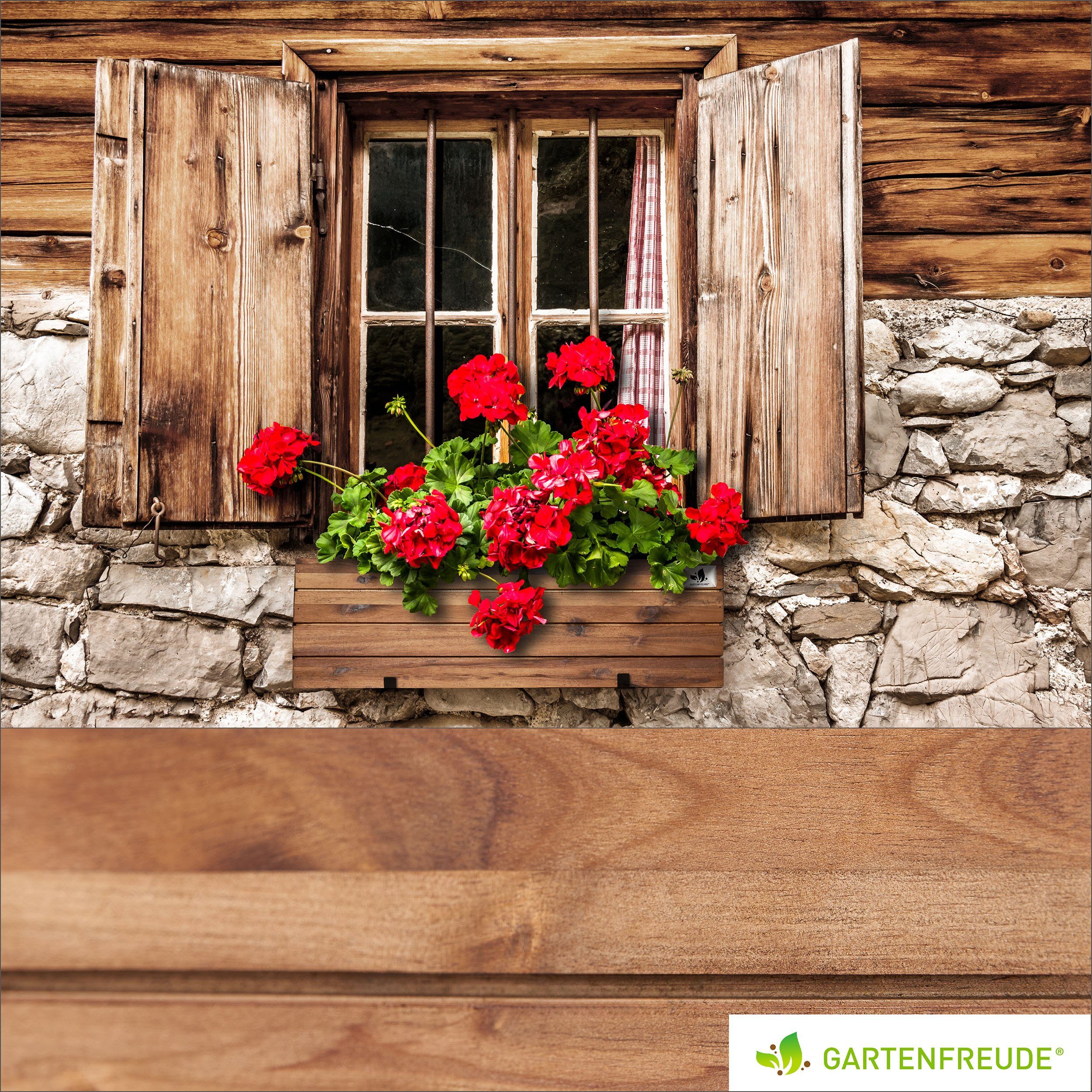 Gartenfreude Pflanzkübel Holzkübel horizontale Lamellen Balkonkasten Optik natur