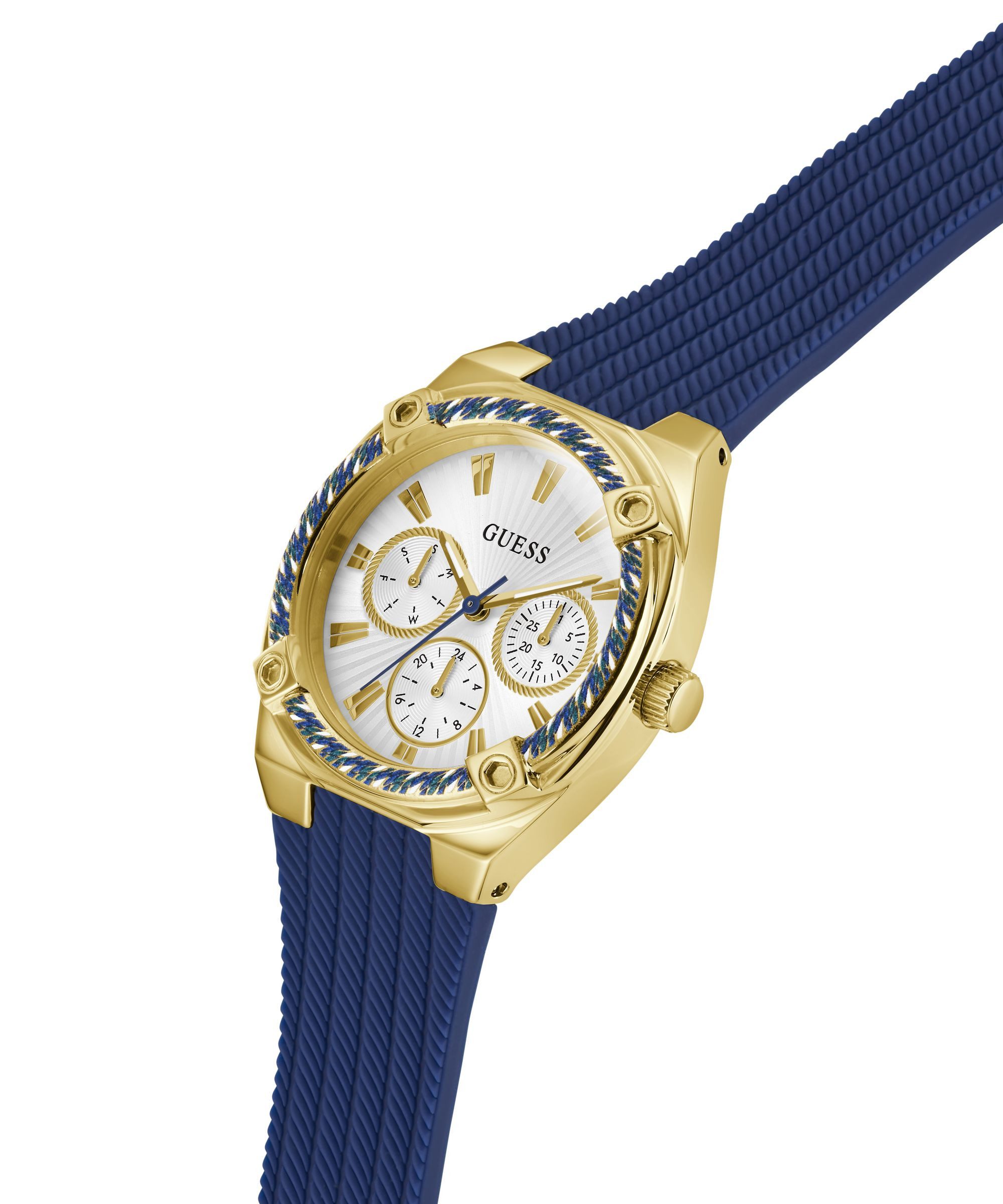 Guess Multifunktionsuhr SAYLOR GW1036L2, Quarzuhr, Armbanduhr, Damenuhr, Silikonarmband, analog, Wochentag, Tag