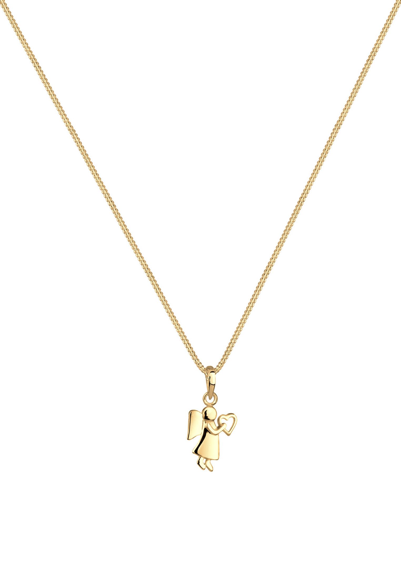 Elli Kette mit Anhänger Engel Herz Glücksbringer Symbol Schmuck Geschenk 925 Silber, Engel