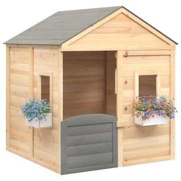 vidaXL Spielhaus Spielhaus mit Abschließbarer Tür und Blumentöpfen Tannenholz