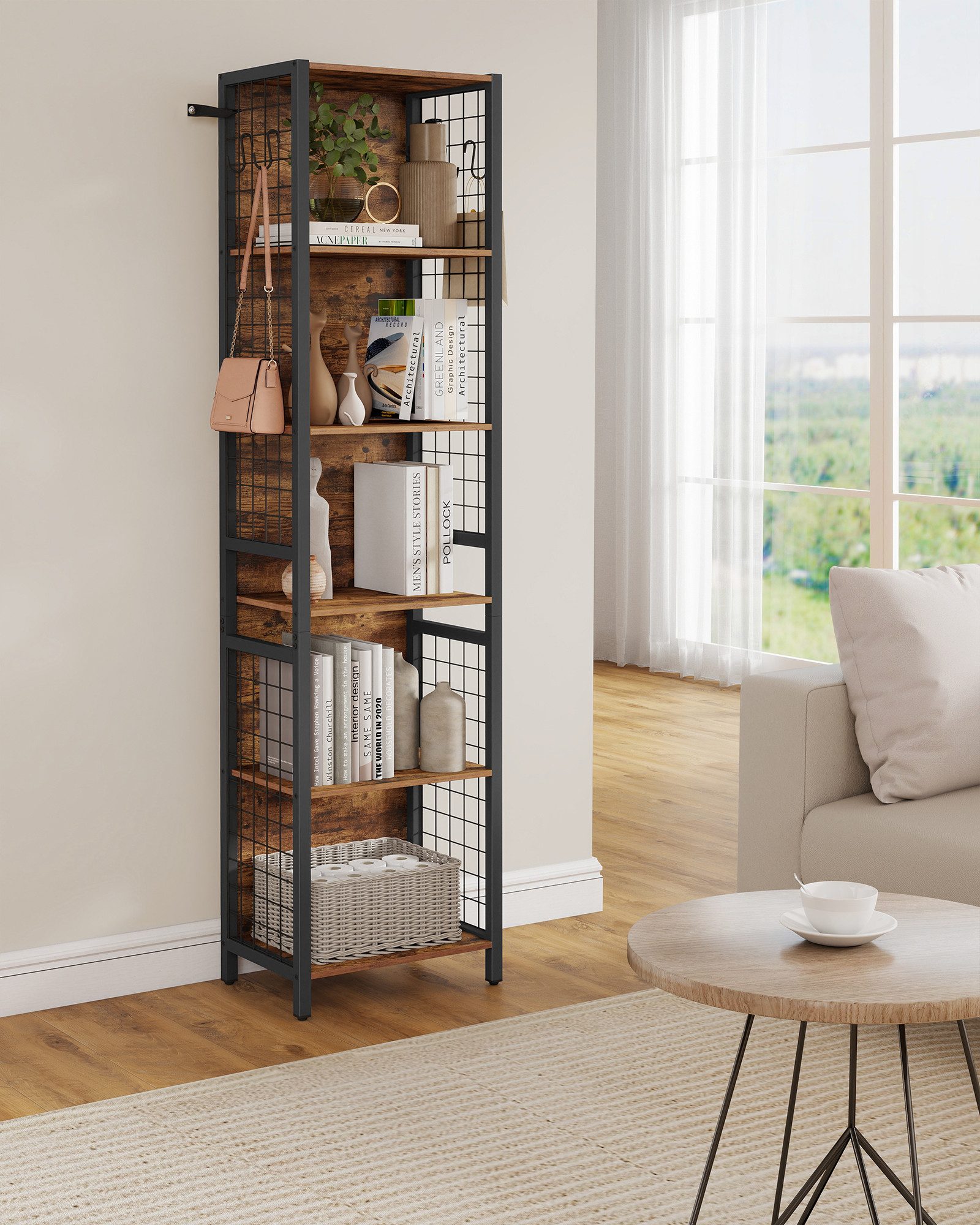 VASAGLE Bücherregal Standregal, für Büro, Wohnzimmer, Arbeitszimmer, vintag günstig online kaufen