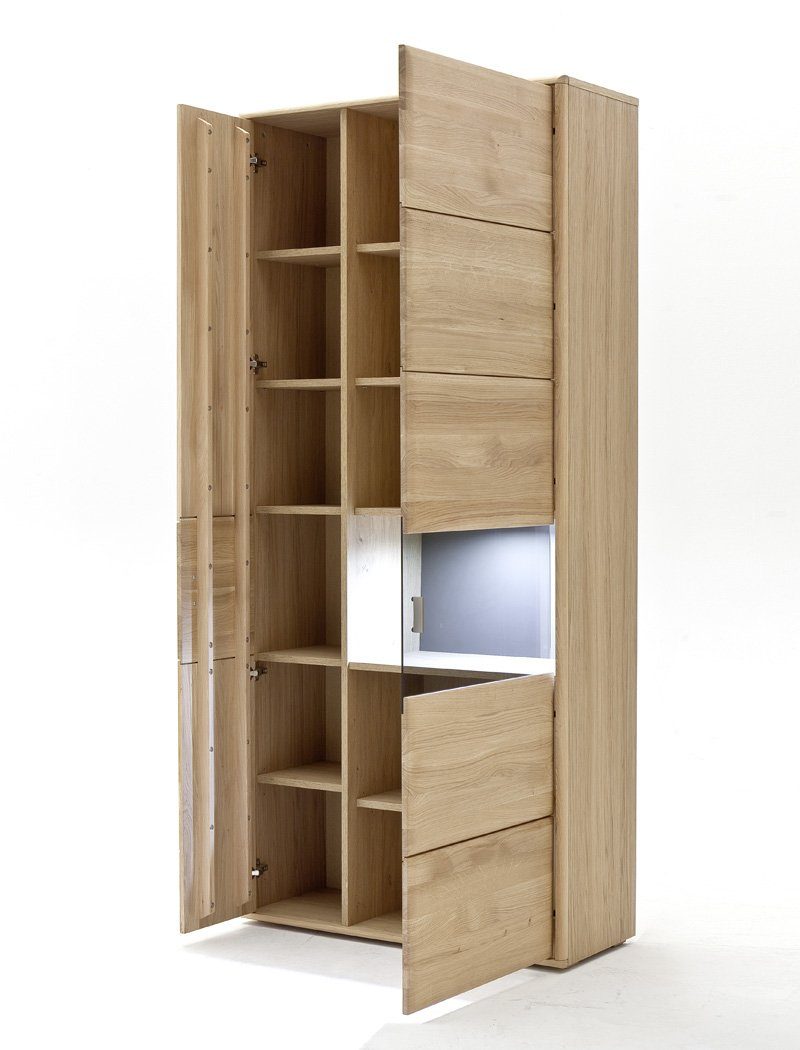 expendio Wohnzimmer-Set Torrent 145, Kunstleder (Spar-Set, montiert + 8-St), LED graublau bianco 4x Eiche Stuhl B3