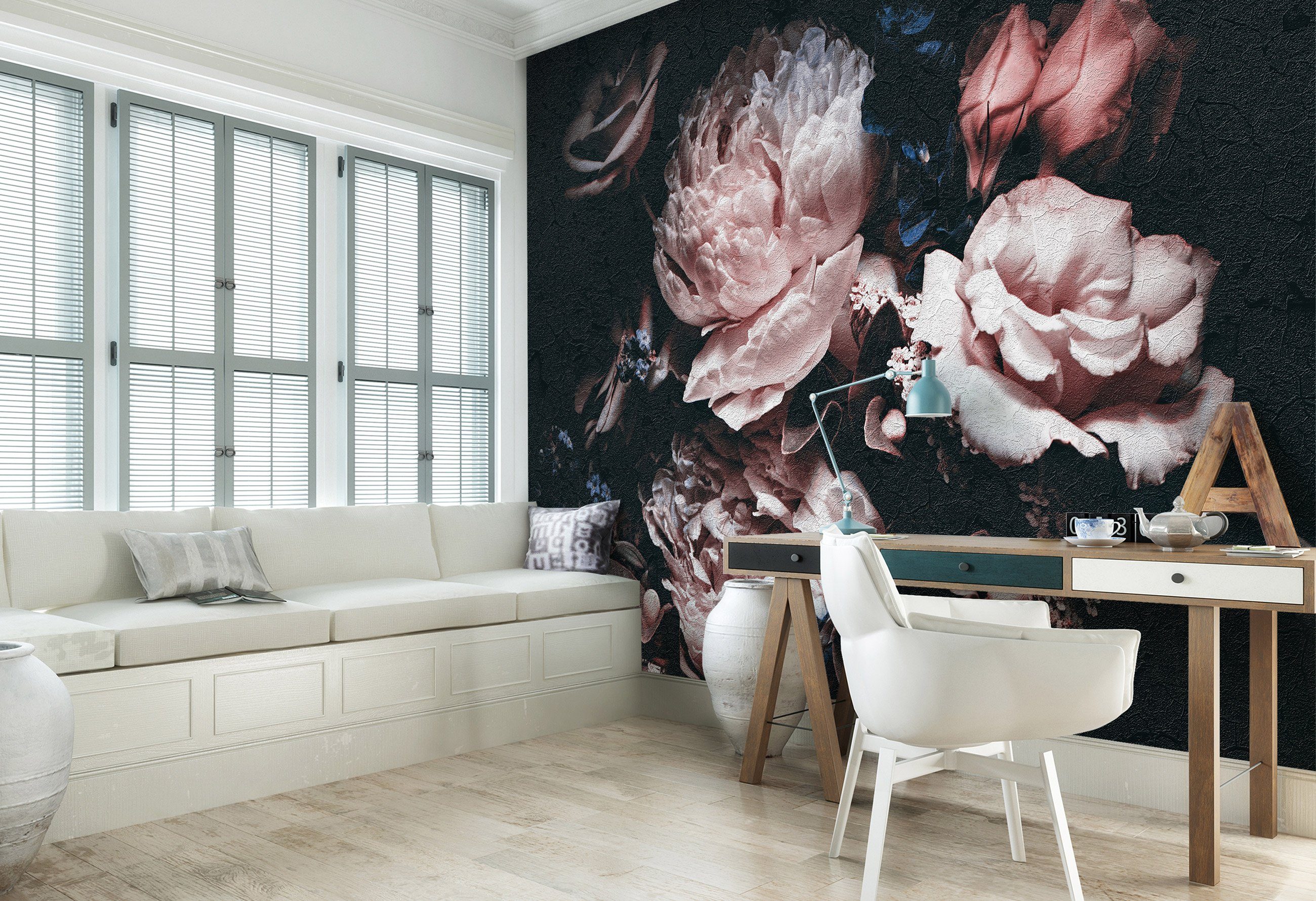 Wallarena Fototapete Blumen Dark Romantisch Vlies Tapete Wohnzimmer Schlafz günstig online kaufen