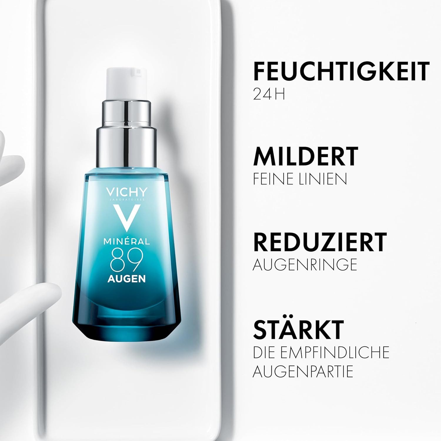 Vichy Anti-Aging-Augencreme Minéral 89 Augenpflege Hyaluron-Boost – 15 ml, Mit Hyaluronsäure & Koffein, polstert die Augenpartie auf und mildert Augenringe