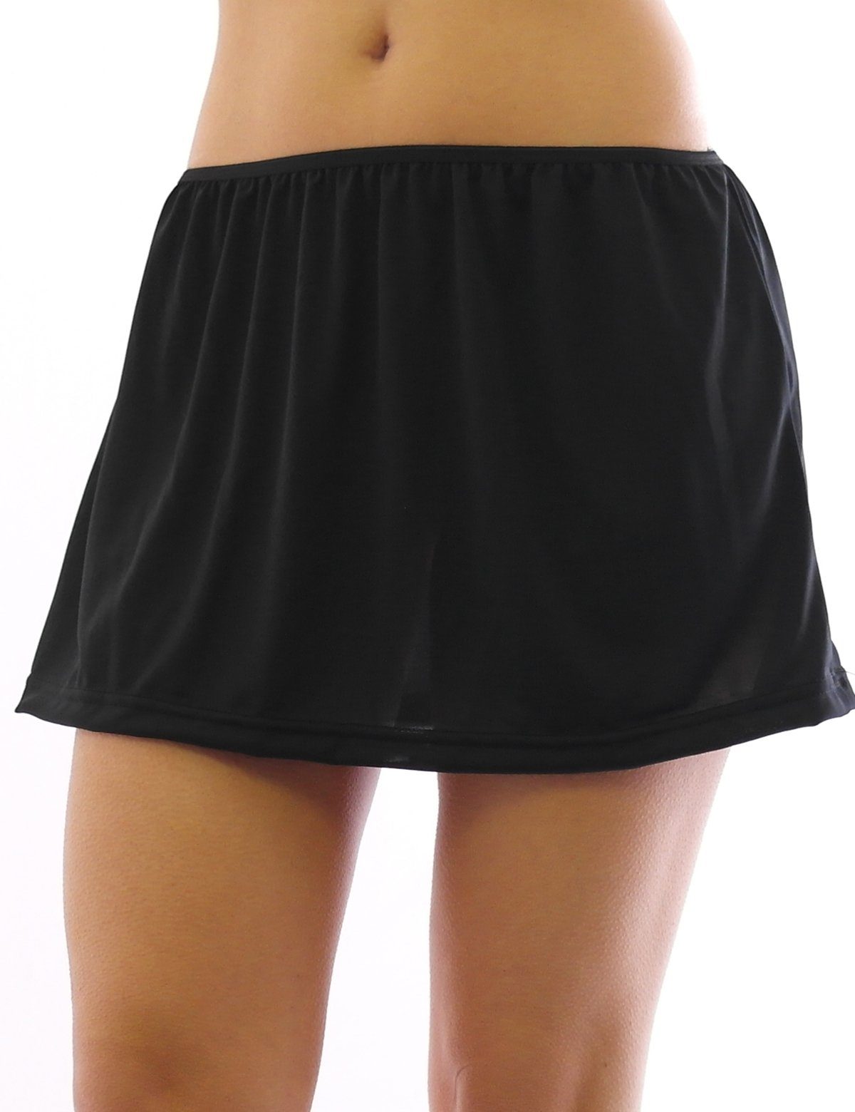 Gummibund Skirt Unterrock Unterrock Minirock SYS Unterwäsche kurz Rock Falten Mini Schwarz