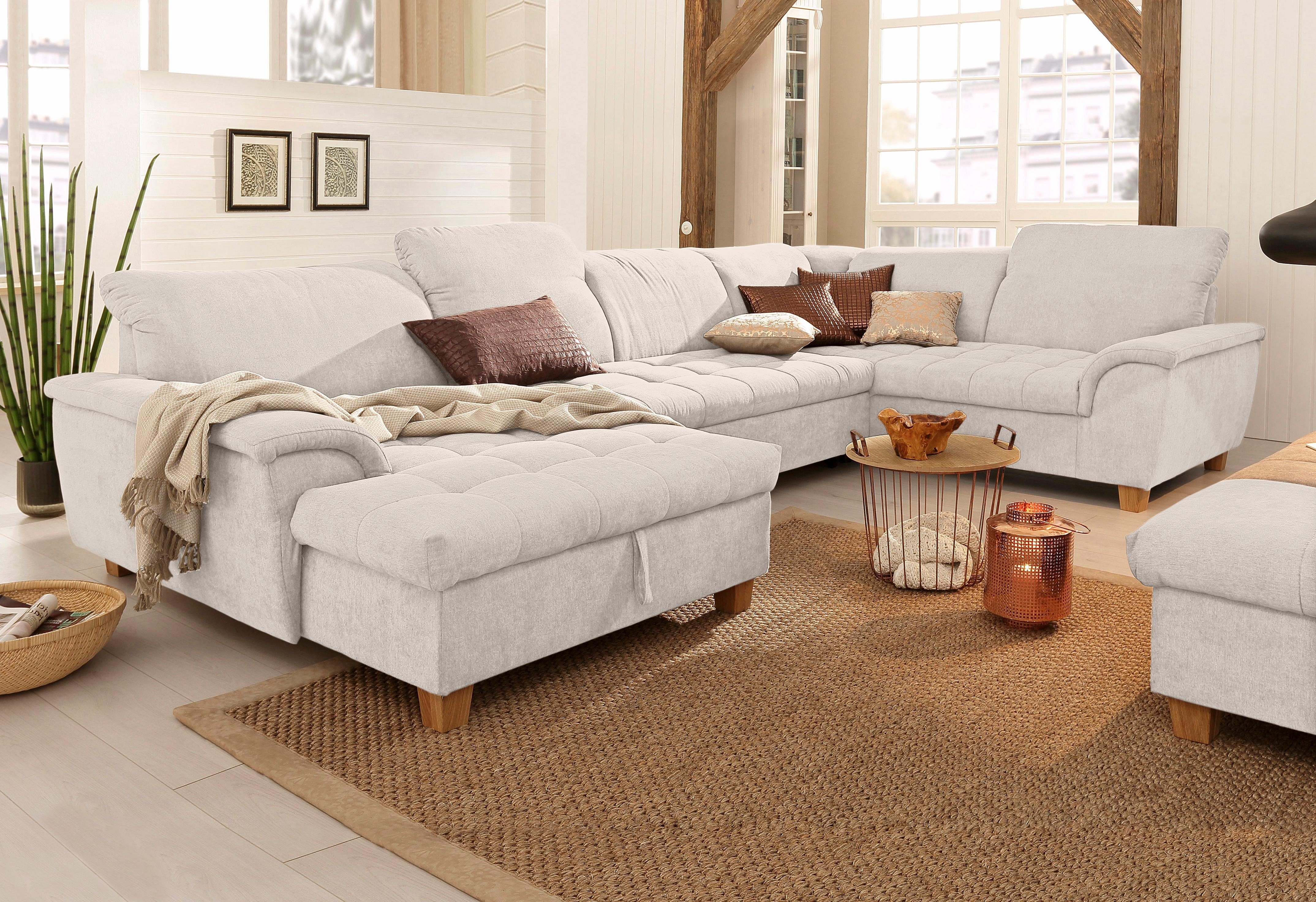 Home affaire Wohnlandschaft Lyla U-Form, wahlweise mit Rückenfunktion und zusätzlich mit Bett + Bettkasten