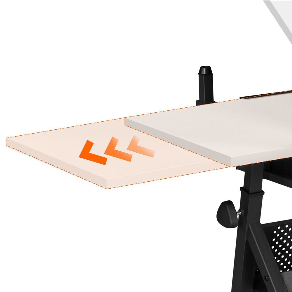 Yaheetech Zeichentisch, Architektentisch mit weiß Verstellbarer Tischplatte