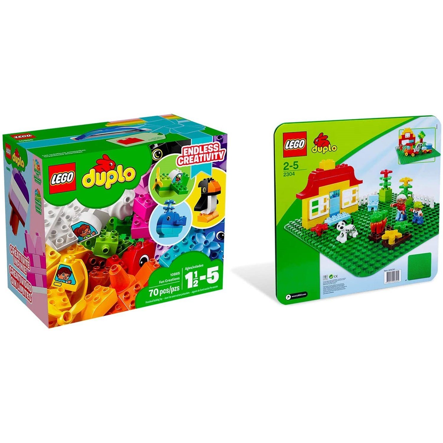 LEGO® Spielbausteine »2304 10865 DUPLO® 2er Set Grüne Bauplatte + Witzige  Modelle«